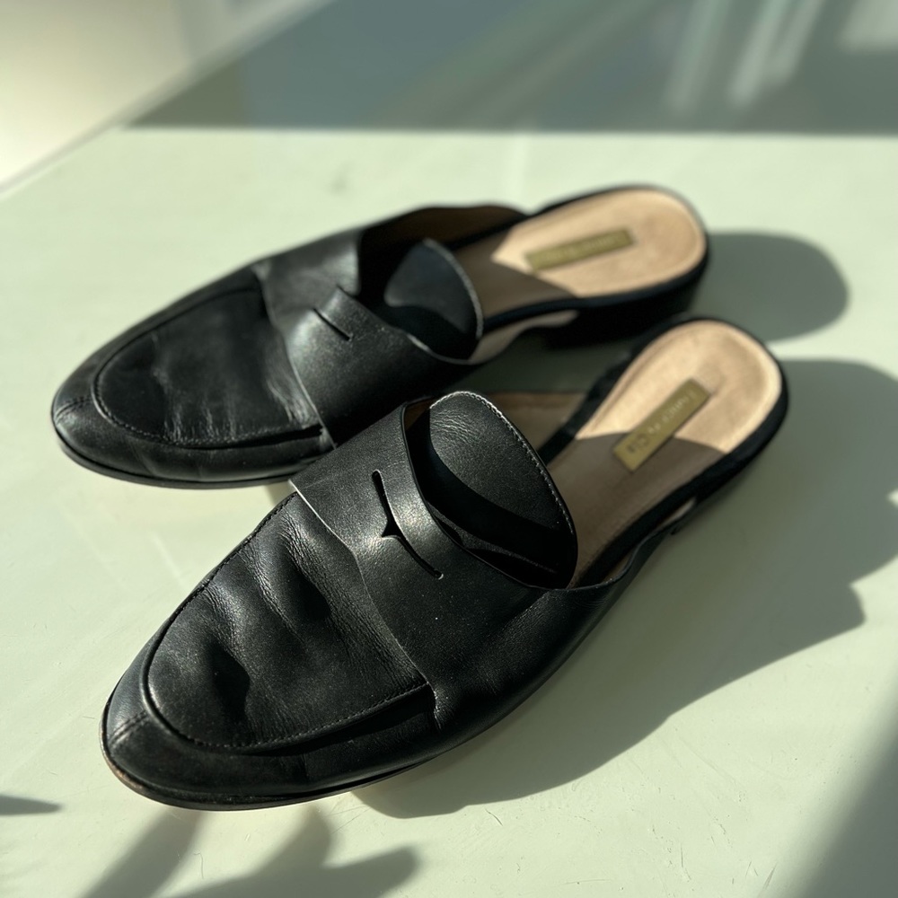 Black Loafer Mules